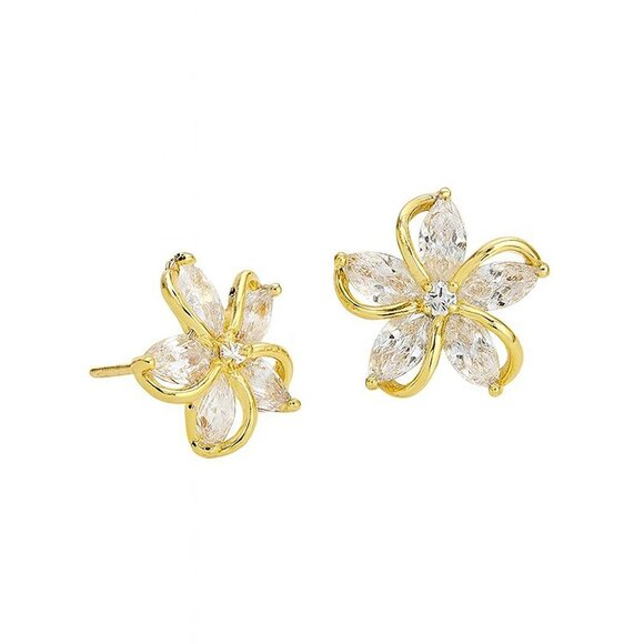 The Unbranded Brand Jewelry - Women Cute Clear Zirconia Flower Stud Earring
